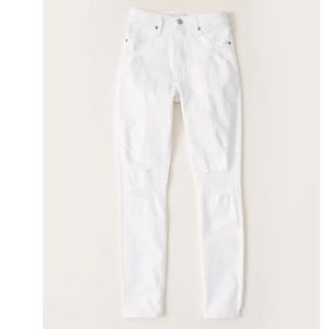 ABERCROMBIE THE SUPER SKINNY HIGH RISE WHITE JEANS